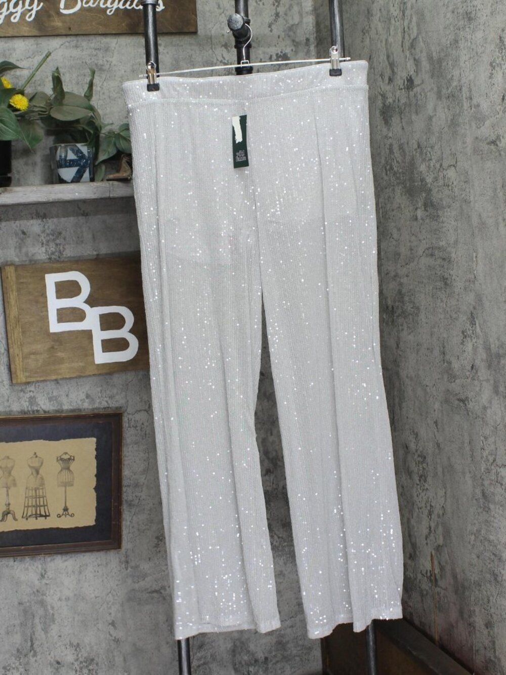 Wild Fable Gray Wild Fable Mid Rise Wide Leg Holiday Sequin Pants Xl Sz XL
